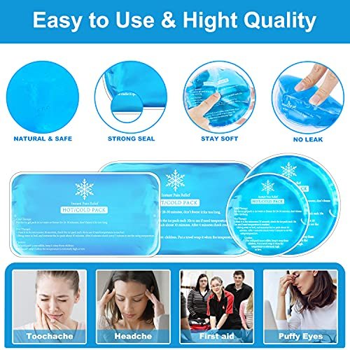 Reusable Hot and Cold Gel Ice Packs for Injuries | Cold Compress, Ice Pack,  Gel Ice Packs, Cold Pack, Gel ice Pack, Cold Packs for Injuries | 7 Pack