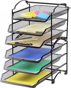 Simple Houseware 6 Tier Wall Mount Document Letter Tray Organizer, Black