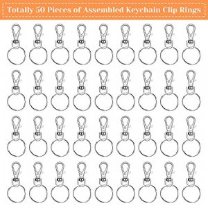 Keychain Rings for Crafts, Audab 50 Sets Assembled Key Chains Rings Keychain Hardware Key Rings for Key Chains, Crafts and Lanyards