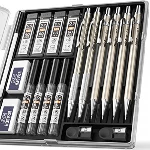Nicpro 6PCS Art Mechanical Pencils Set, 3 PCS Metal Drafting