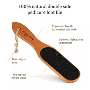 Pumice Stone Foot File, 2 Pack Callus Remover for Feet with Wooden Handle,  Pedicure Foot Scrubber to Remove Dead Skin, Dry, Rough, Corns Skin Scraper