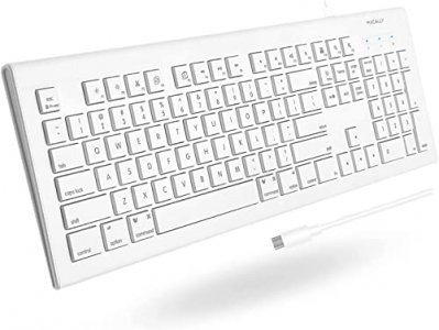 Macally Small Wired Keyboard for Mac and Windows - 78 Scissor Switch Keys  Compatible Apple Keyboard - USB Mini Keyboard That Saves Space and Looks