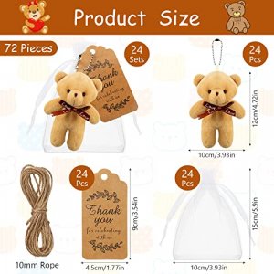 72 Pcs Mini Bears 4.7 Inch Tiny Bears Bulk Soft Doll Stuffed Animals Small  Plush Toy with Thank You Tag White Organza Bag for Kids Adults DIY Keychain