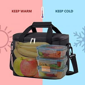 MIER Adult Lunch Box Insulated Lunch Bag Large Cooler Tote, Bluesteel / Medium