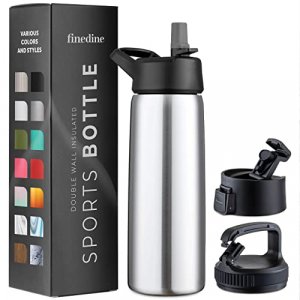 H2 Hydrology Narrow Mouth Water Bottle with 3 Lids | Double Wall Vacuum Insulated Stainless Steel Water Bottle | Sports Water Bottle | Hot & Cold