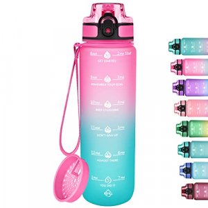 Glitter Water Bottle for Women Teen Girls, BPA Free Tritan & Leak Proof One Click Open Flip Top & Easy Clean & Soft Carry Handle, 30oz / 900ml