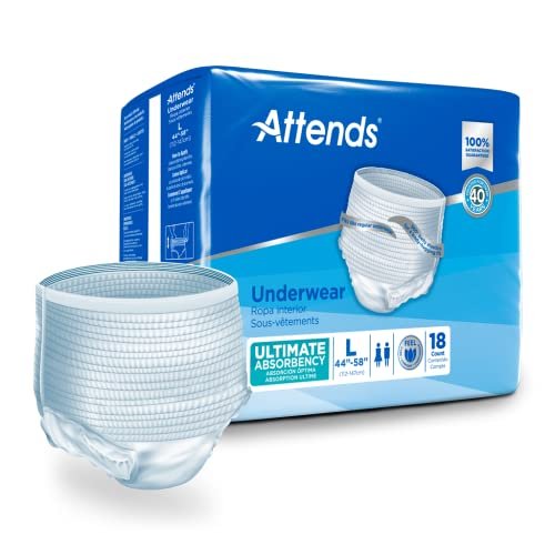 Attends Underwear For Adult Incontinence Care With Quick-Dry Channels,  Ultimate Absorbency, Unisex, Large, 18 Count (X4) - Imported Products from  USA - iBhejo