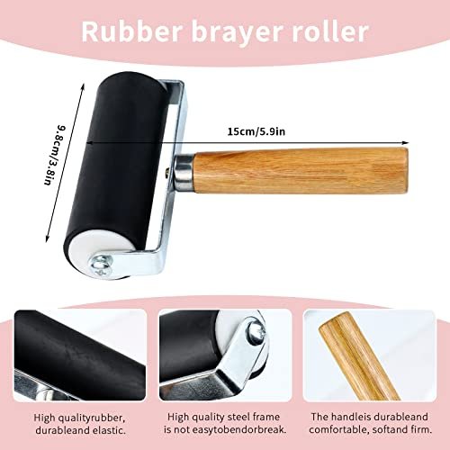 4 Inch Rubber Brayer Roller for Printmaking, Printing, Scrapbooks,  Wallpapers, S