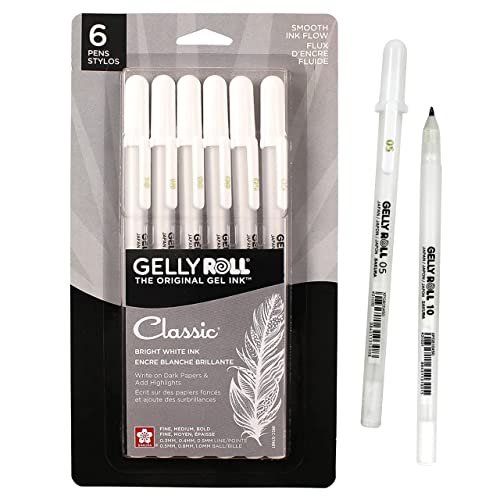 Sakura Gelly Roll Gel Pens - Fine Point Ink Pen For Journaling, Art, Or  Drawing - Classic White Ink - Assorted Point Sizes - 6 Pack - Imported  Products from USA - iBhejo