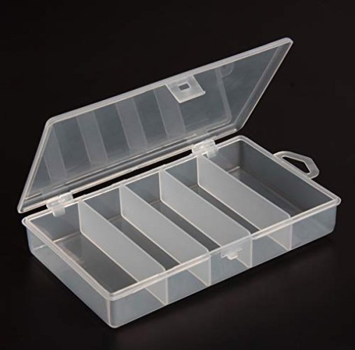 SBYURE 2 Pack 5 Grid Clear Plastic Fishing Tackle Storage Box Jewelry  Making Fin
