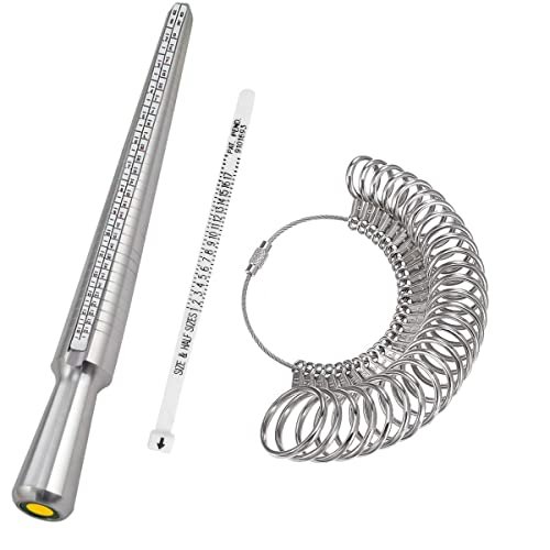 DoGeek Ring Sizer Measuring Tool Set Metal Ring Sizers Stainless Steel Ring  Gauges Finger Sizer & Ring Mandrel Aluminuml (Size 1-13), 27 Pcs (Ring  Sizer Set) : : Clothing, Shoes & Accessories