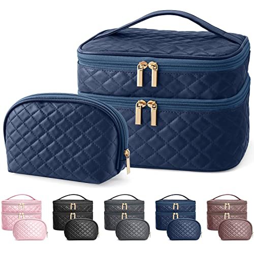 Large Makeup Bag, BAGSMART Double Layer Cosmetic Bag Travel Makeup Case  Organizer with Shoulder Strap for Cosmetics Makeup Brushes Toiletries  Travel Accessories (Soft Pink) : Amazon.in: Beauty