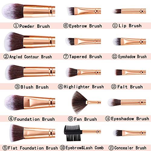 DUAIU Makeup Brushes 16PCS Marble Handle Professional Makeup Brushes Set  with 4PCs Makeup Sponge Blenders and 1 Brush Cleaner Foundation Brushes