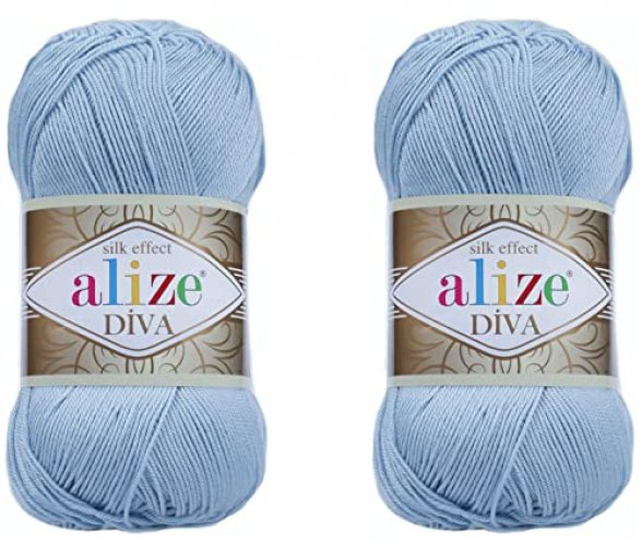 Alize Diva Yarn Hand Knitting Yarn 100% Microfiber Acrylic Yarn Alize Diva  Silk Effect Thread Crochet Art Lace Craft Lot Of 2 Skeins 200Gr 767 Yds (3  - Imported Products from USA - iBhejo