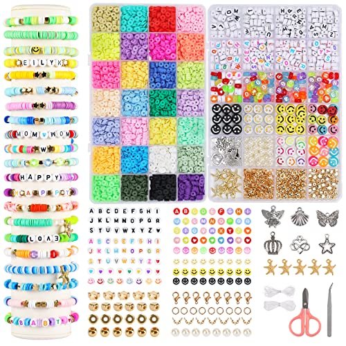 4200pcs Clay Beads Bracelet Making Kit Flat Round Polymer Heishi