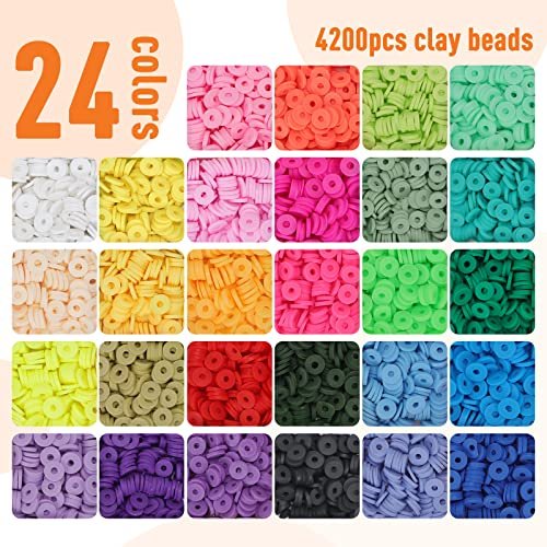 4200pcs Clay Beads Bracelet Making Kit Flat Round Polymer Heishi