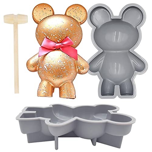 Bear Chocolate Silicone Mold, 2 Pcs Breakable Bear Silicone Molds + 1 Pcs  Wooden Hammer for Valentine Candy, Chocolate Making, Breakable Bears,  Mousse