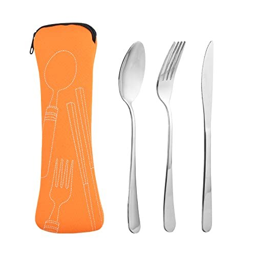 3Pcs/Set Stainless Steel Flatware Set Portable Reusable Cutlery Travel  Utensils