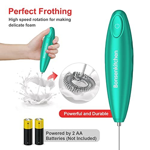 Handheld Milk Frother, Electric Hand Foamer Blender for Drink Mixer,  Perfect for Bulletproof coffee, Matcha, Hot Chocolate, Mini Battery  Operated Milk Whisk Frother (Black) 