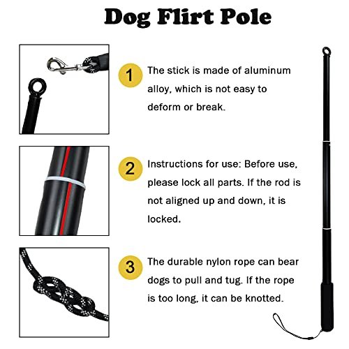 Iaigogo Flirt Pole For Dogs Tug Of War Aggressive Chewers Dog