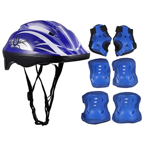 Clispeed Kids Helmet With Sports Gear Set Knee Elbow Pads Wrist