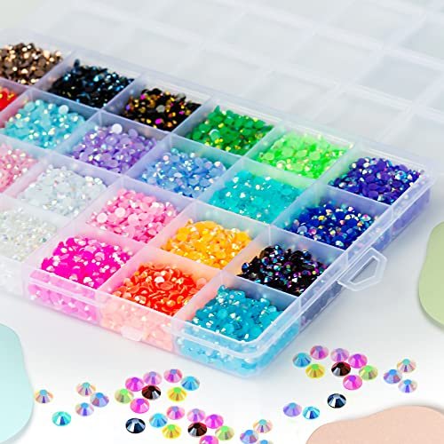 Liiouer 24 Colors Jelly Rhinestones Flatback Bulk, 4mm Colored Rhinestones  for Crafts, Colorful Resin Crystal AB Rhinestones for Tumblers Face Makeup
