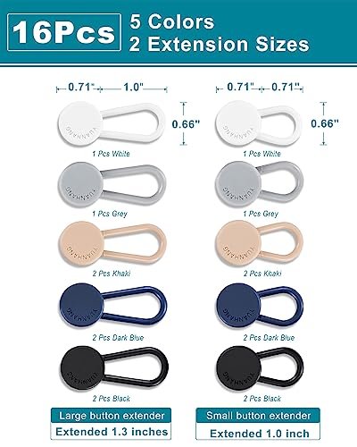 Yuanhang Pants Waist Button Extender: 16Pcs Button Extenders For Jeans -  Women Men Pants Waist Extenders - Pants Waist Extension 1/1.3 Inches - 5  Col - Imported Products from USA - iBhejo