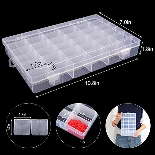 Outuxed 2Pack 36 Grids Clear Plastic Organizer Box Container Craft