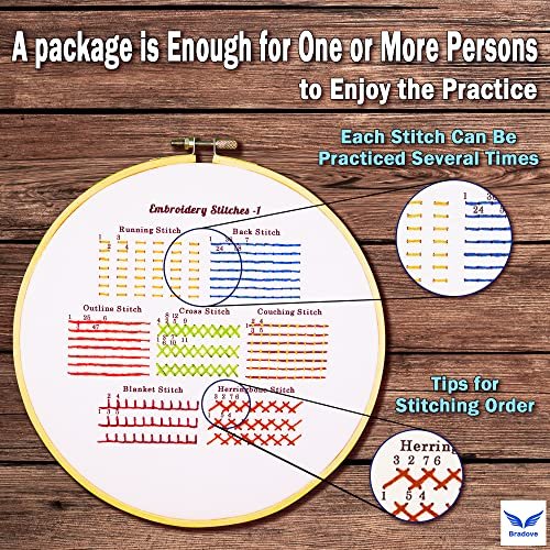 Bradove 4 Set Embroidery Stitches Practice Kit Embroidery Kit for