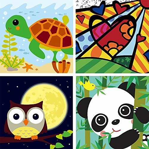 4 Pack Paint by Number for Kids, Cute Animals Paint by Numbers Kit for  Beginners, Easy Acrylic Watercolor Paint by Numbers Canvas Arts and  Craftsfor