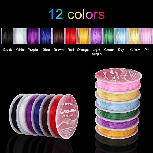 12 Color Stretch Bead Cord 1Mm Elastic String For Bracelet Jewelry Making  Beading Thread,Bead Bracelets String,Necklace Rope Cord(13Yards/ Roll, Tota  - Imported Products from USA - iBhejo