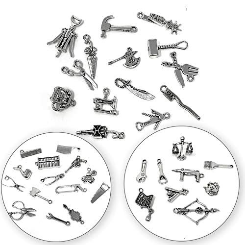 JIALEEY 65PCS Home Tool Charms Collection, Wholesale Bulk Lots Antique  Silver Tibetan Alloy Worker 3D Tools Charms Pendants DIY for Jewelry Making  and