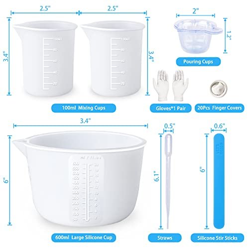 LET'S RESIN Silicone Measuring Cups,Resin Supplies with 600ml