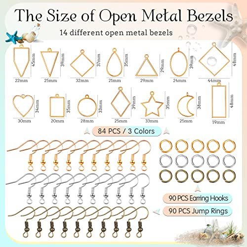 Yinkin 264 Pieces Open Bezels Kits for Jewelry Making Resin Hollow Frame  Pendants Resin Craft Bezels Assorted Geometric Frame Charms for Resin  Casting
