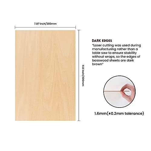 Plankkers Basswood Sheets 12X8X1/16 (12 Pack)- Thin Balsa Wood