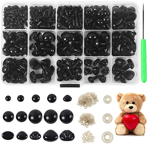 Yexixsr 566PCS Safety Eyes and Noses for Amigurumi, Stuffed Crochet Eyes with Washers, Craft Doll Eyes and Nose for Teddy Bear, Crochet Toy, Stuffed