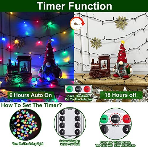 TURNMEON 5 Pack Christmas String Lights,Timer,Remote,8 Modes