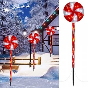 Christmas Candy Cane Lights, 10 Pack 20 Inch Pathway Markers Lights with  Stakes, Christmas Red Green and White Driveway Lights with 8 Lighting Modes  - Imported Products from USA - iBhejo