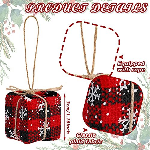 24 Mini Christmas Ornaments, Buffalo Plaid Christmas Decor