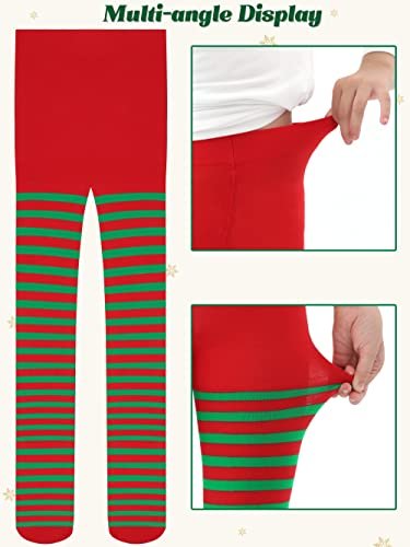 SOMSOC 4 Pieces Christmas Striped Tights Candy Cane Striped
