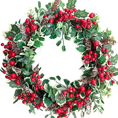 Geosar 21.6 x 9.8 Inch Christmas LED Red Bows Christmas Wreath Bows LED  Tree Ornaments with Button Cell for Christmas Home Decoration (2 Pieces)