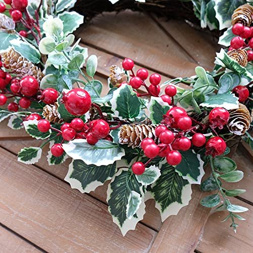 Geosar 21.6 x 9.8 Inch Christmas LED Red Bows Christmas Wreath Bows LED  Tree Ornaments with Button Cell for Christmas Home Decoration (2 Pieces)