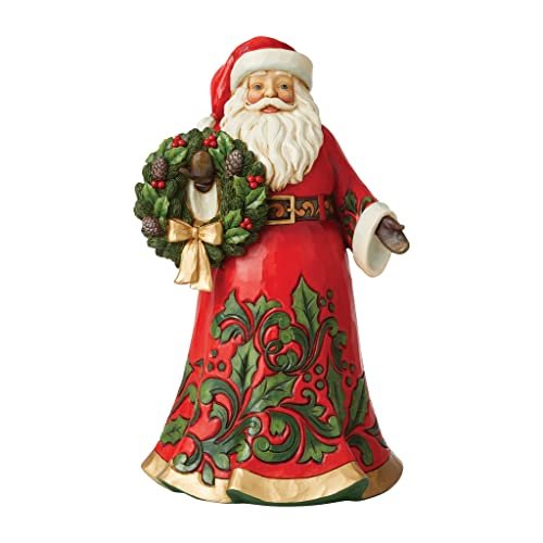 Enesco Jim Shore Heartwood Creek Santa Holding Holly Wreath