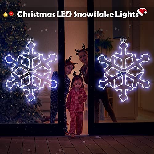 Hiboom 1 Pack 19'' Christmas LED Big Snowflake Window Lights Decorations,  Remote Control 12 Lighting Modes with Timing Function, Xmas Window Silhouet  - Imported Products from USA - iBhejo