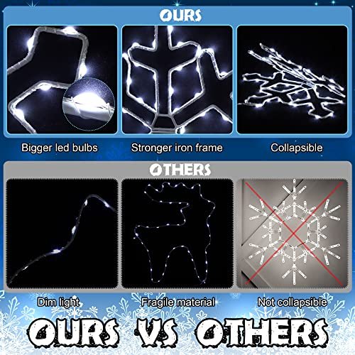 Hiboom 1 Pack 19'' Christmas LED Big Snowflake Window Lights Decorations,  Remote Control 12 Lighting Modes with Timing Function, Xmas Window Silhouet  - Imported Products from USA - iBhejo