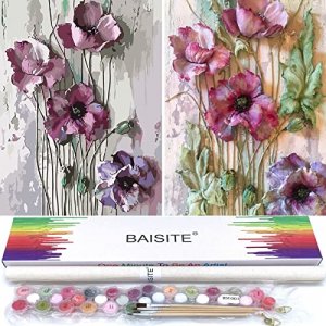 Paint by Number for Adults, 4 Pieces Paint by Numbers for Adults Beginner  Drawing Paintwork with Paintbrushes Cityscape Paint Canvas Oil Painting