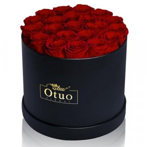  A&A ETERNA - ENCHANTED ROSES 9 Red Roses Preserved in a Black  Square Box - 100% Real Rose for Her - Extra Large Red Roses Elegantly  Arranged in a Chic Box : Home & Kitchen