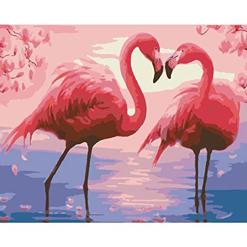 Animals Paints By Numbers Flamingo Kits For Adult By Numbers On Canvas  Paintings