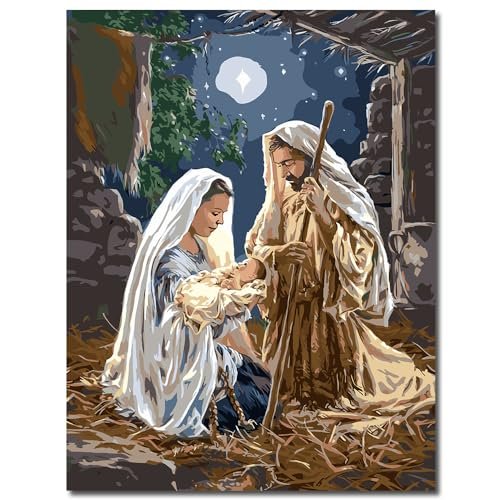 ARTMYRUI Christmas Nativity Scene Paint by Numbers,Jesus was Born Paint