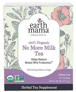 Earth Mama Organic No More Milk Tea | Helps Reduce Breastmilk Production For Weaning, 16 Teabags Per Box
